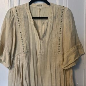 Isabel Marant Étoile boho ivory cream studded embroidered dress